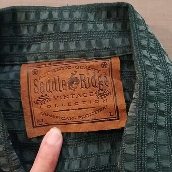 Saddle Ridge Vintage Collection Green Western Button Down Top Medium - Picture 3 of 4